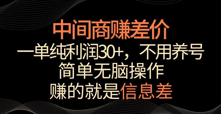 中间商赚差价,一单纯利润30+,简单无脑操作,赚的就是信息差,轻轻松松日入1000+【揭秘】-第一资源库