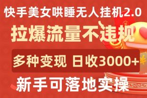 快手美女哄睡无人挂机2.0.拉爆流量不违规，多种变现途径，日收3000+，新手可落地实操【揭秘】-第一资源库