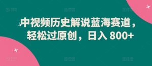 中视频历史解说蓝海赛道，轻松过原创，日入 800+【揭秘】-第一资源库