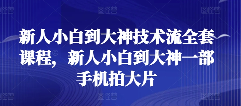 新人小白到大神技术流全套课程，新人小白到大神一部手机拍大片-第一资源库