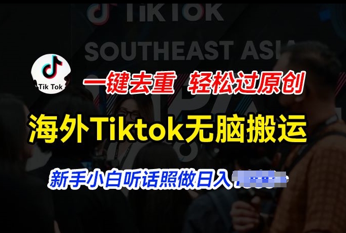 海外Tiktok短视频无脑搬运，一键去重轻松过原创，新手小白听话照做日入几张【揭秘】-第一资源库