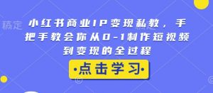 小红书商业IP变现私教，手把手教会你从0-1制作短视频到变现的全过程-第一资源库
