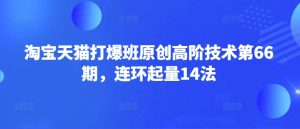淘宝天猫打爆班原创高阶技术第66期，连环起量14法-第一资源库