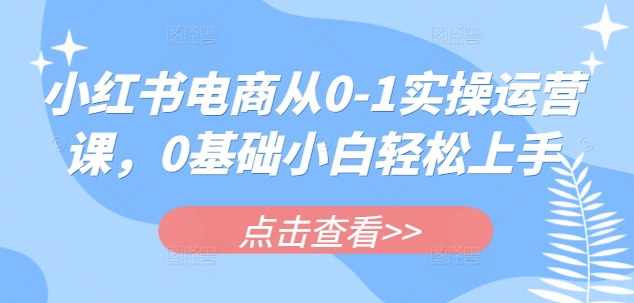 小红书电商从0-1实操运营课，0基础小白轻松上手-第一资源库