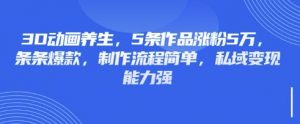 3D动画养生，5条作品涨粉5万，条条爆款，制作流程简单，私域变现能力强-第一资源库