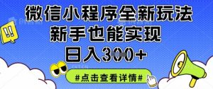 微信小程序全新玩法，新手也能实现日入3张【揭秘】-第一资源库
