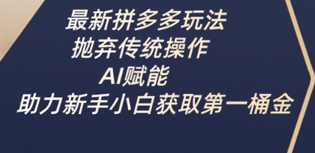 最新拼多多玩法，抛弃传统操作，AI赋能，助力新手小白获取第一桶金-第一资源库