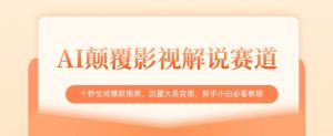 AI颠覆影视解说赛道，十秒生成爆款视频，流量大易变现，新手小白必看教程-第一资源库