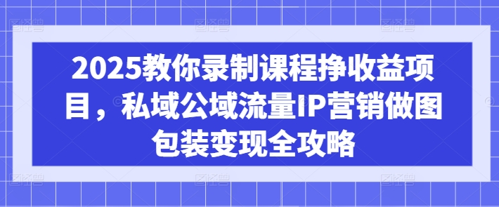 2025教你录制课程挣收益项目,私域公域流量IP营销做图包装变现全攻略-第一资源库