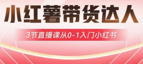 小红薯达人带货启航计划，3节直播课从0-1入门小红书-第一资源库