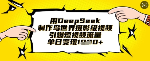 用DeepSeek制作鸟世界摄影级视频，引爆短视频流量，单日变现1k-第一资源库