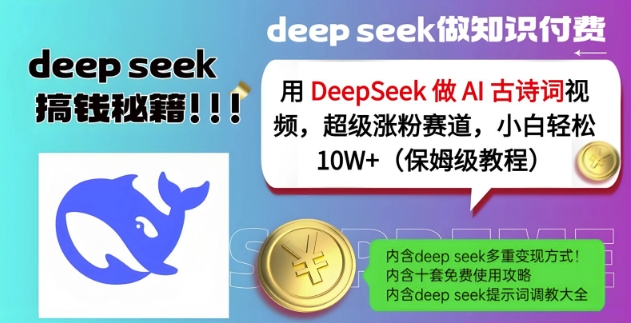 用DeepSeek做AI古诗词视频，超级涨粉赛道，小白轻松涨粉10W+(保姆级教程)-第一资源库