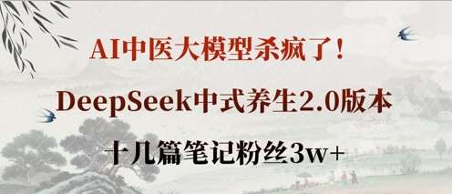 AI中医大模型杀疯了！DeepSeek中式养生2.0版本，十几篇笔记粉丝3w+-第一资源库