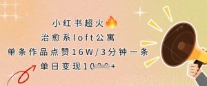 小红书超火的治愈系loft公寓，单条作品点赞16W，3分钟一条，单日变现数张-第一资源库