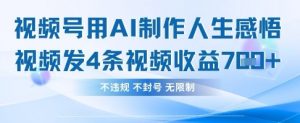 用AI做人生感悟视频，4条视频当天收益782-第一资源库
