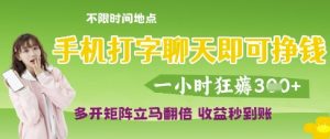 手机打字聊天即可挣钱，一小时狂薅3张，多开矩阵立马翻倍，收益秒到账【揭秘】-第一资源库