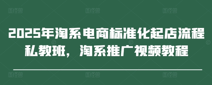 2025年淘系电商标准化起店流程私教班，淘系推广视频教程-第一资源库
