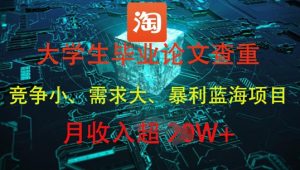 大学生毕业论文查重,暴利蓝海项目,月收入过1W+-第一资源库