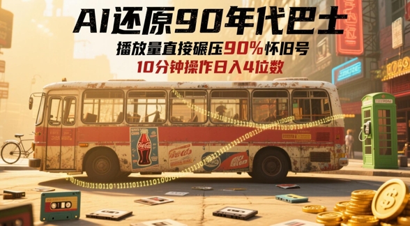 AI还原90年代巴士，一帧就让70后泪崩，播放量直接碾压90%怀旧号，每天操作十分钟，日入四位数-第一资源库