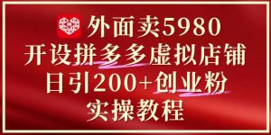 外面卖5980开设拼多多虚拟店铺：单日引流200+创业付费粉实战教程-第一资源库