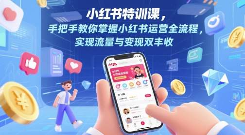 小红书特训课，手把手教你掌握小红书运营全流程，实现流量与变现双丰收-第一资源库