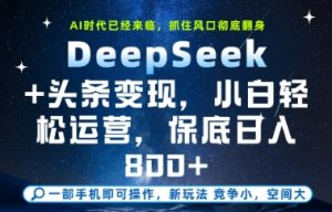 DeepSeek+头条变现，保姆级教学，小白轻松上手，日入8张+【揭秘】-第一资源库