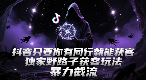 抖音只要你有同行就能获客，独家野路子获客玩法，暴力截流【揭秘】-第一资源库