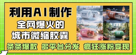 利用AI制作全网爆火的城市微缩胶囊，条条爆款， 多平台分发，疯狂涨粉变现-第一资源库