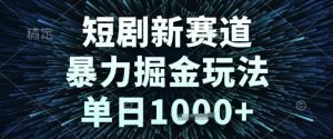 短剧新赛道，暴力掘金玩法，单日1k+【揭秘】-第一资源库