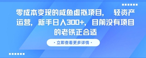 零成本变现的咸鱼虚拟项目， 轻资产运营，新手日入3张+，目前没有项目的老铁正合适-第一资源库