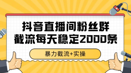 抖音直播间粉丝群暴力截流，一台电脑每天稳定2000条数据【揭秘】-第一资源库