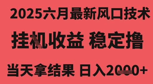 2025六月最新风口技术，无人挂G撸礼物，长期稳定 一个小时收益2k+，小白当天拿结果【揭秘】-第一资源库
