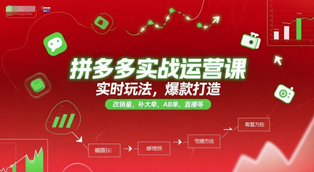 拼多多实战运营课，实时玩法，爆款打造，改销量，补大单，AB单，直播等（更新2025月）-第一资源库