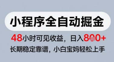 微信小程序全自动掘金,快速见收益,长期稳定靠谱,零基础友好,日入8张【揭秘】-第一资源库