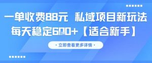一单收费88元 私域项目新玩法 每天稳定6张+【适合新手】-第一资源库