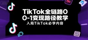 TikTok全链路0-1变现路径教学，入局TikTok必学内容-第一资源库