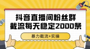 抖音直播间粉丝群截流，稳定采集数据全行业通用 2000条数据一天【揭秘】-第一资源库