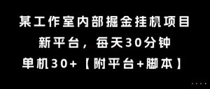 某工作室内部掘金挂G项目，新平台，每天30分钟，单机30+【揭秘】-第一资源库