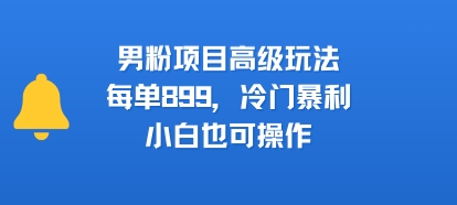 男粉项目高级玩法，每单899，冷门暴利，小白也可操作-第一资源库