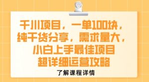 千川项目，一单1张，纯干货分享，需求量大，小白上手最佳项目，超详细运营攻略-第一资源库