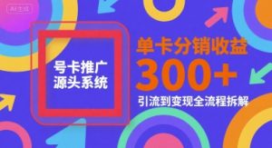 号卡推广源头系统，单卡分销收益3张+，引流到变现全流程拆解【揭秘】-第一资源库
