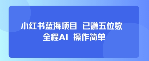 小红书蓝海项目，全程AI，操作简单，已挣五位数-第一资源库