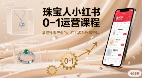珠宝人小红书0-1运营课程，掌握珠宝行业的小红书多种账号玩法-第一资源库