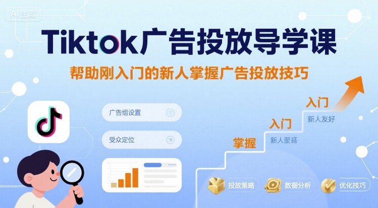 Tiktok广告投放导学课，帮助刚入门的新人掌握广告投放技巧-第一资源库