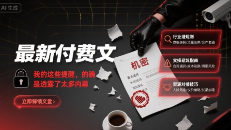 最新付费文：我的这些提醒，的确是透露了太多内幕-第一资源库