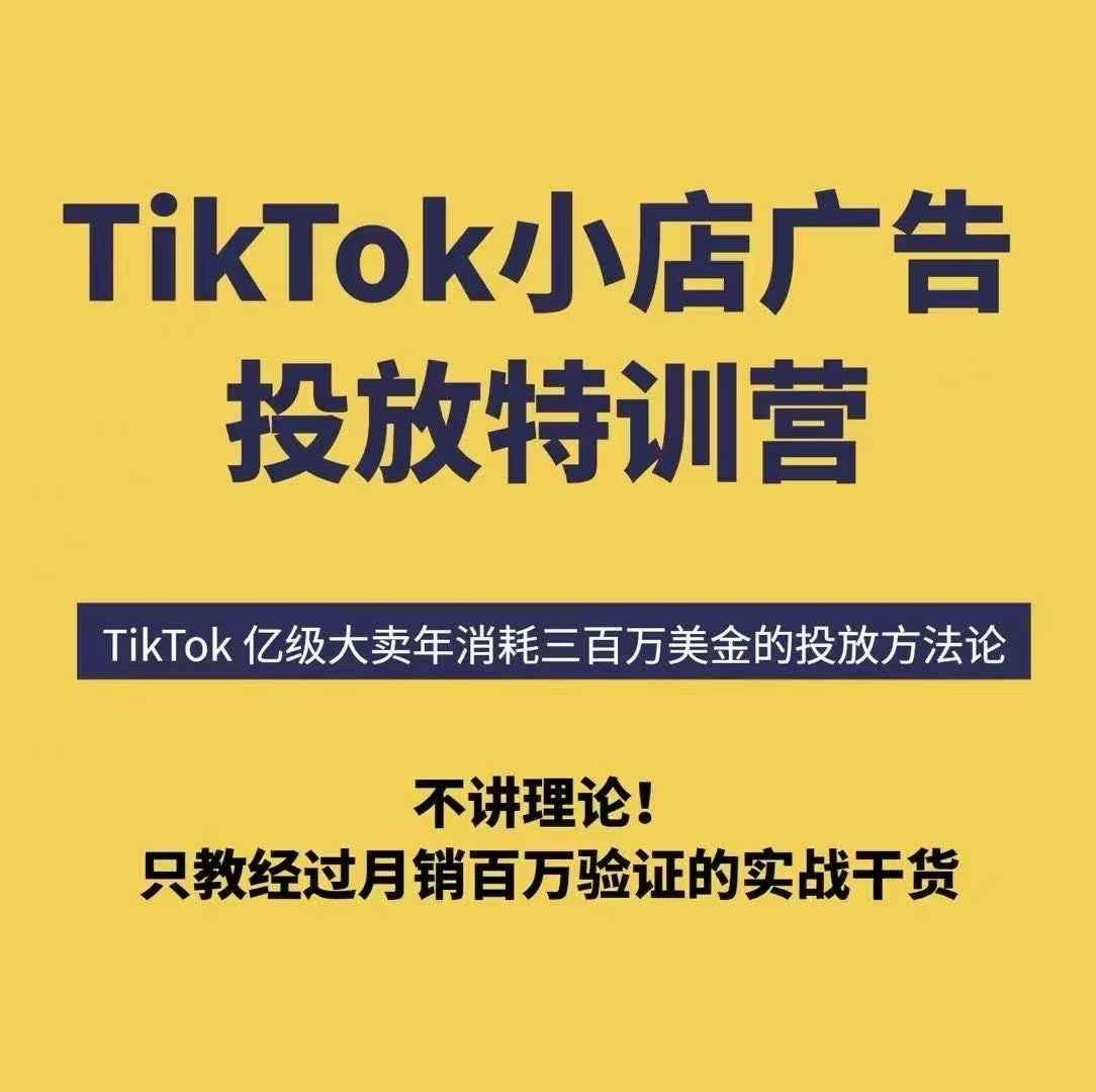 TikTok小店广告投放特训营,6天破局计划专治各种“投不动”,教你经过月销百万验证的实战干货-第一资源库