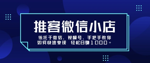 推客微信小店依托于微信、视频号，手把手教你如何快速变现 轻松日入1k+【揭秘】-第一资源库