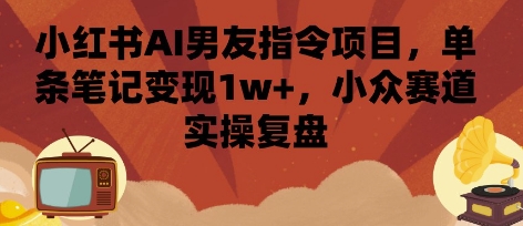 小红书AI男友指令项目，单条笔记变现1w+，小众赛道实操复盘-第一资源库