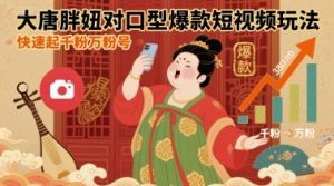 大唐胖妞对口型爆款短视频玩法，快速起千粉万粉号-第一资源库
