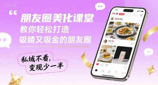 朋友圈美化课堂，教你轻松打造，吸睛又吸金的朋友圈，私域不看，变现少一半-第一资源库